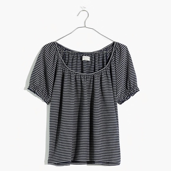 NWT Madewell Smoked Peasant Top in Navy Bay Stripe - Picture 9 of 9